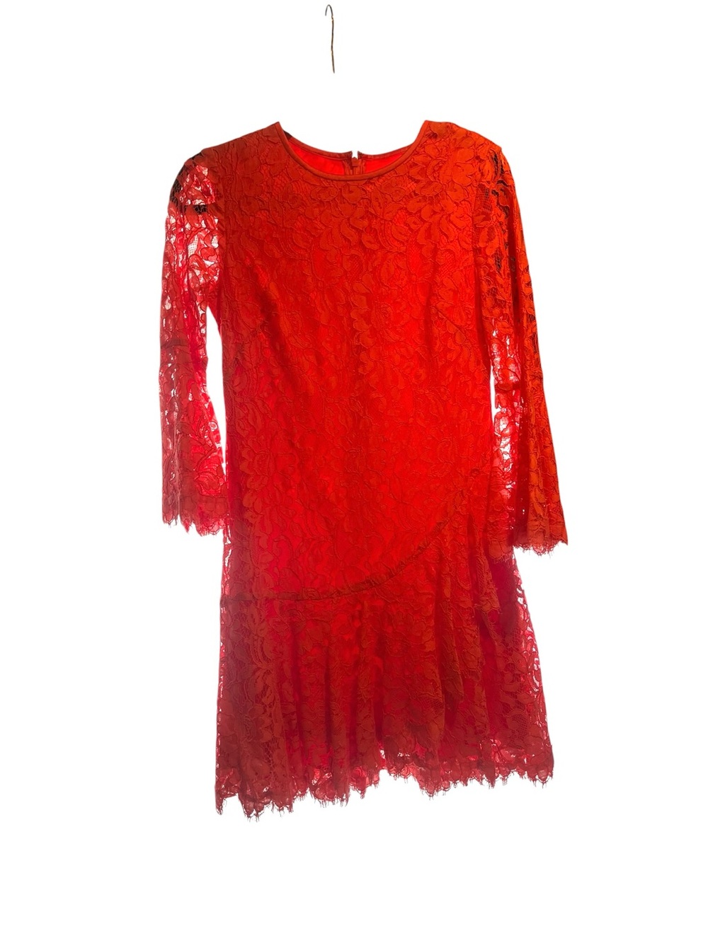 Eliza J Red Lace Long-Sleeve Shift Dress